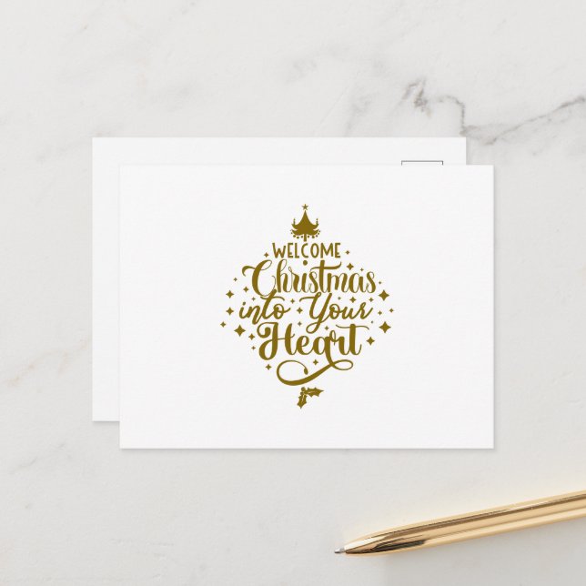 Carte Postale Welcome Christmas Into Your Heart Christmas (Devant/Arrière en situation)