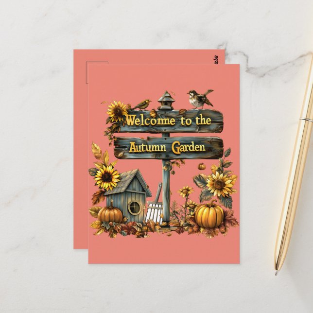 Carte Postale Welcome to Automn (Devant/Arrière en situation)