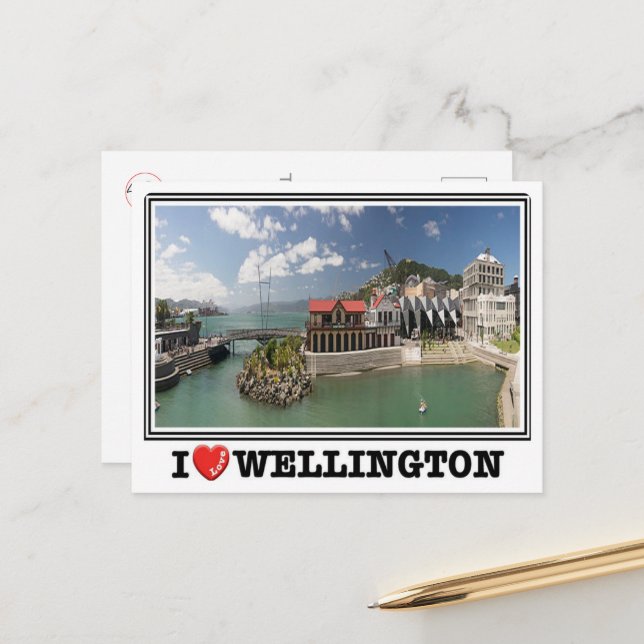 Carte Postale Wellington - New Zealand - I Love (Devant/Arrière en situation)