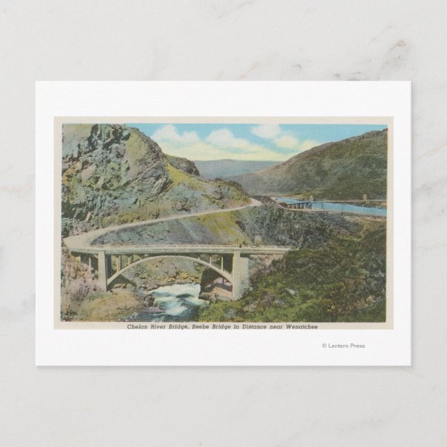 Carte Postale Wenatchee, WAView du pont de la rivière Chelan (Devant)