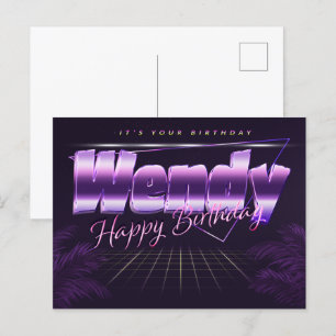 Carte Postale Wendy Name Prénom lila Date de naissance de la car