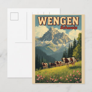 Carte Postale WENGEN ski vintage Suisse Alpes suisses cadeaux