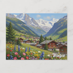 Carte Postale Wengen Suisse Travel
