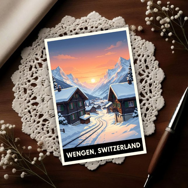 Carte Postale Wengen, Switzerland: 1960s Vintage Travel (Créateur téléchargé)