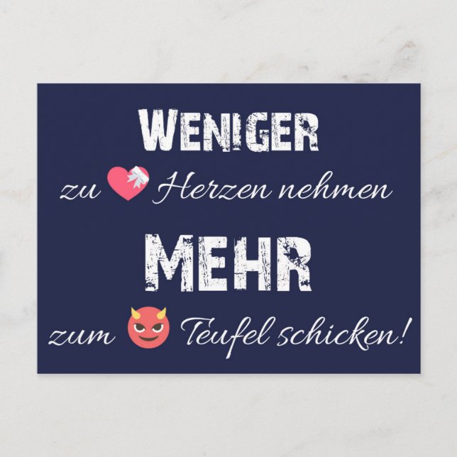Carte Postale Weniger zu Herzen - mehr zum Teufel ! (Devant)