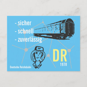 Carte Postale Werbedesign Reiseverkehr Deutsche Reichsbahn DDR.