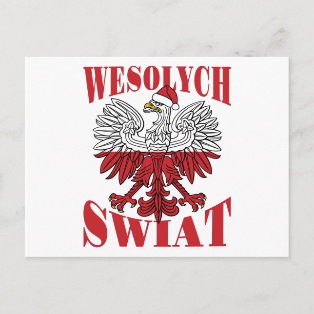 Carte Postale Wesolych Swiat Polonais Aigle de Noël (Devant)