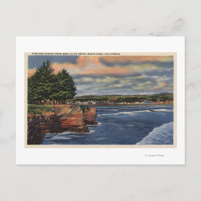 Carte Postale West Cliff Drive Vue sur Pier et Casino (Devant)