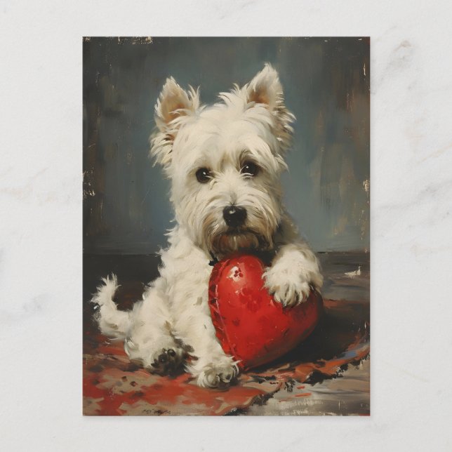 Carte Postale West Highland White Terrier Saint-Valentin (Devant)