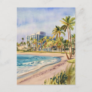 Carte Postale West Palm Beach, Floride, Aquarelle Peinture