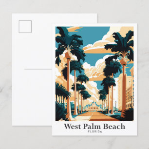 Carte Postale West Palm Beach Floride Art Voyage Illustration