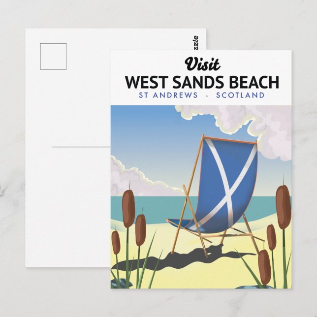 Carte Postale West Sands Beach, St Andrews Écosse (Devant / Derrière)