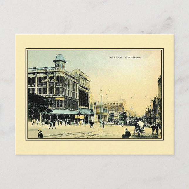 Carte Postale West Street Durban Afrique du Sud des années 1890  (Devant)