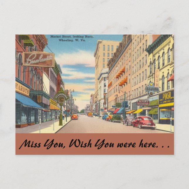Carte Postale West Virginia, Market Street, Roue (Devant)