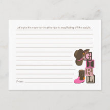 Western Cowgirl Mom Tips Card