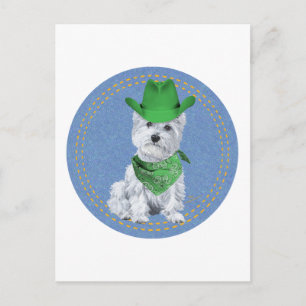 Carte Postale Westie Cowboy sur Denim