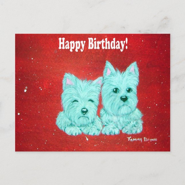 Carte postale Westie Happy Birthday (Devant)