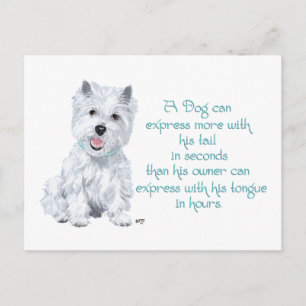 Carte Postale Westie Wisdom - Wagging Tail ou Tongue?