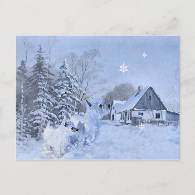 Carte Postale Westies Love the Wintertime (Devant)