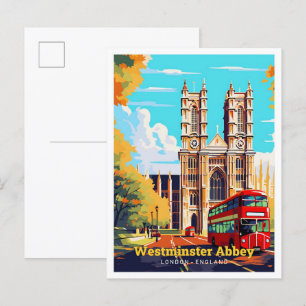 Carte Postale Westminster Abbey London Travel Art Vintage