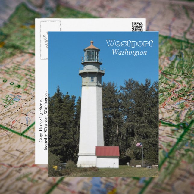 Carte Postale Westport, Washington Lighthouse Photo de voyage (In Situ Map)