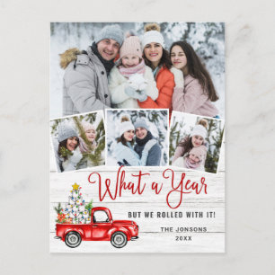 Carte Postale What a Year Christmas Red Farm Truck 4 Photo