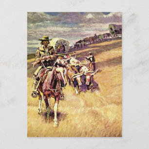 Carte Postale "When Wagon Trains Where Dim" de Charles M Russell