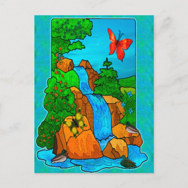 Carte Postale Whimsey Falls Nature Imaginaire Art (Devant)