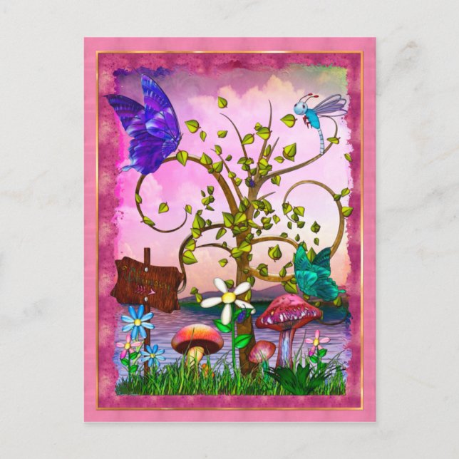 Carte Postale Whimsey Gardens Imaginaire Art (Devant)