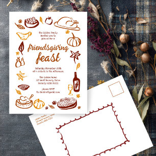 Carte Postale Whimsgiving Friendsgiving Dîner sur mesure
