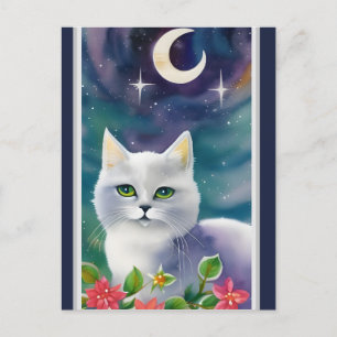 Carte postale Whimsic Cosmic Kitty Watercolor