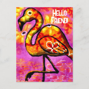 Carte postale - Whimsical Abstrait Flamant rose ro