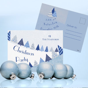 Carte postale Whimsical Blue Trees Invitation