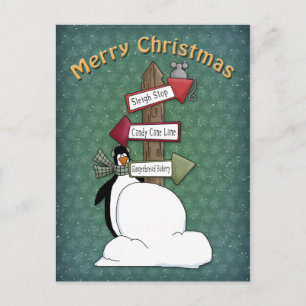 Carte Postale Whimsical, conception de pingouin mignon