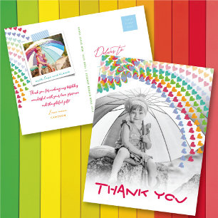 Carte Postale Whimsical Cute Rainbow Hearts Enfants Merci photo