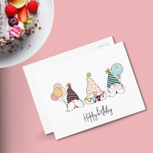 Carte Postale Whimsical Gnome Trio Joyeux anniversaire