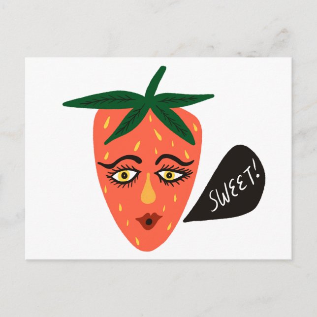 Carte postale Whimsical Sweet Strawberry (Devant)