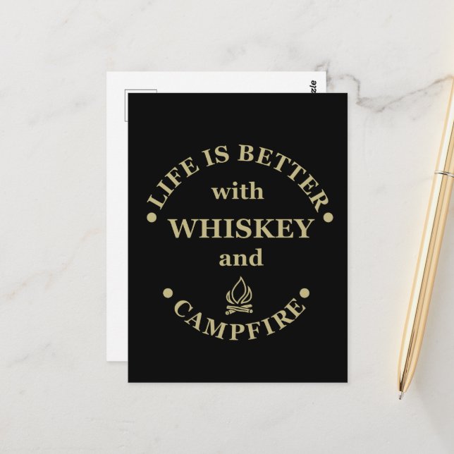 Carte Postale Whiskey cite d'amusants propos de campeurs de camp (Devant/Arrière en situation)