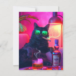 Carte Postale Whiskey de chat Gentleman Barre amusante