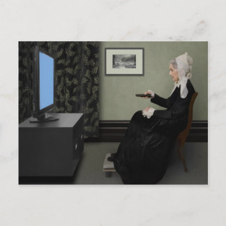 Carte Postale Whistler's Mother Watching T.V. with Remote