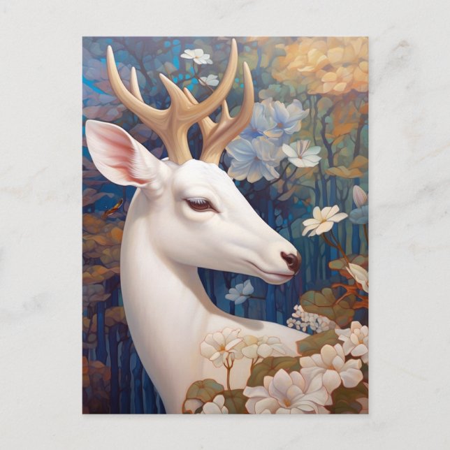 Carte Postale White Deer Beautfiul Imaginaire Art (Devant)