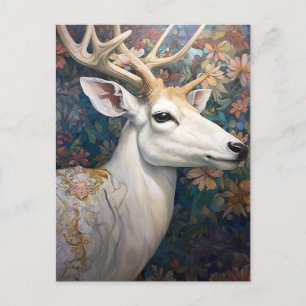 Carte Postale White Deer Beautfiul Imaginaire Art