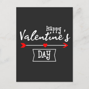 Carte Postale White Happy Valentines Day avec le coeur de flèche