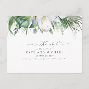 Carte Postale White King Protea Tropical Floral Sauvez la date