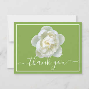 Carte Postale White Peony Lime Green Arrière - plan Merci