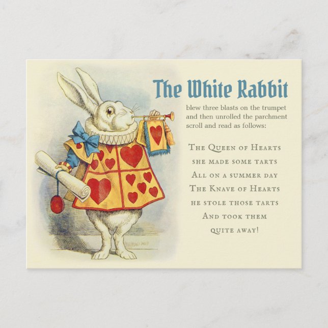 Carte Postale White Rabbit herald John Tenniel CC1125 Fairytale (Devant)