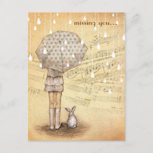 Carte Postale White Rain Symphony Missing You Custom Postcard
