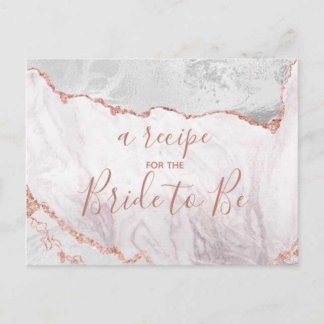 Carte Postale White & Rose Gold Agate Bridal Shower (Devant)