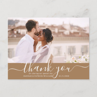 Carte Postale White Script Moderne Merci Mariage photo