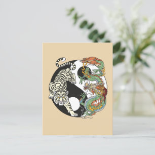 Carte Postale White tiger versus green dragon in the yin yang